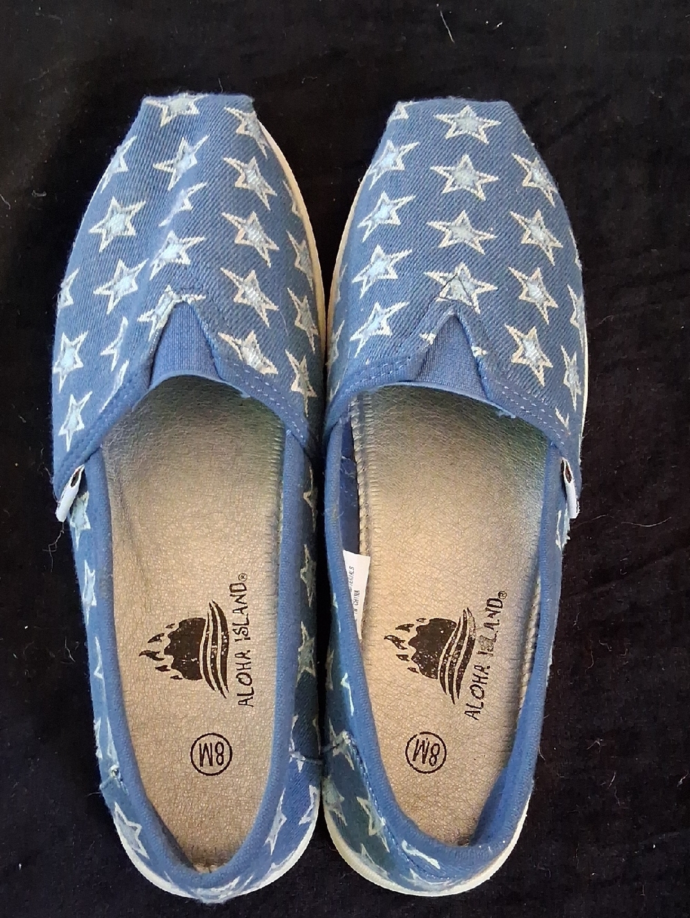Aloha Island Blue Star Canvas Slip-On Sneakers